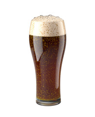 Glass with dark beer or cola isolated on white background. 3D illustration.