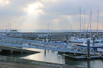 Storm clouds over Torquay harbour, Devon	