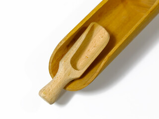 There are two wooden scoops