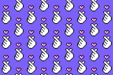 K pop love symbol pixel art seamless pattern - 480611882