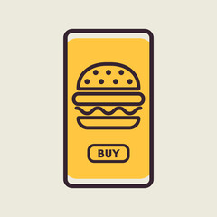 Fast food app delivery service vector icon