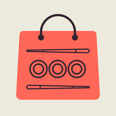 Sushi delivery vector icon. Bag for sushi delivery