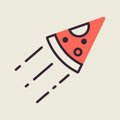 Slice of pizza vector icon. Fast food delivery