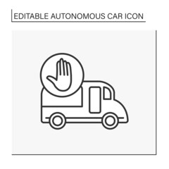 Control line icon. Car controlled by gestures. Stop sign. Autonomous car concept. Isolated vector illustration. Editable stroke