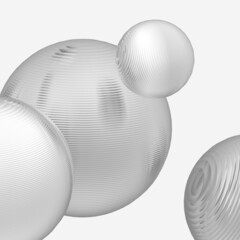 Abstract 3d metal steel ball, white and gray gradient color isolated background.