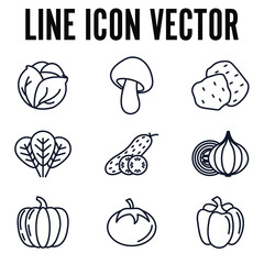 vegetarian, vegetable elements set icon symbol template for graphic and web design collection logo vector illustration