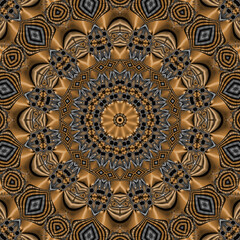 3d effect - abstract gold silver polygonal fractal pattern