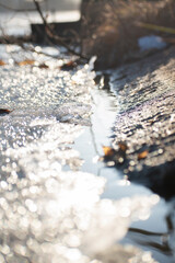 ice on the lake. the lake is covered with ice in winter