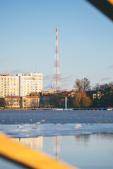 Naklejka premium TV tower. high tower. Mobile and radio tower