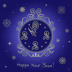 new year clock. greeting card