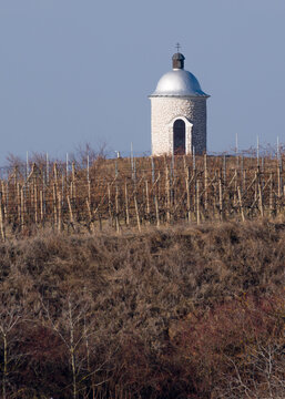 Velke Pavlovice vineyards and a chapel
