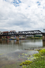 The River Kwai Bridge, also know as Death railway bridge, a historic landmark of world war ii, in Kanchanaburi, Thailand.