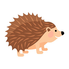 Hedgehog with a blush. Cute animal in a flat style. Children's illustration. Hedgehog on a white background