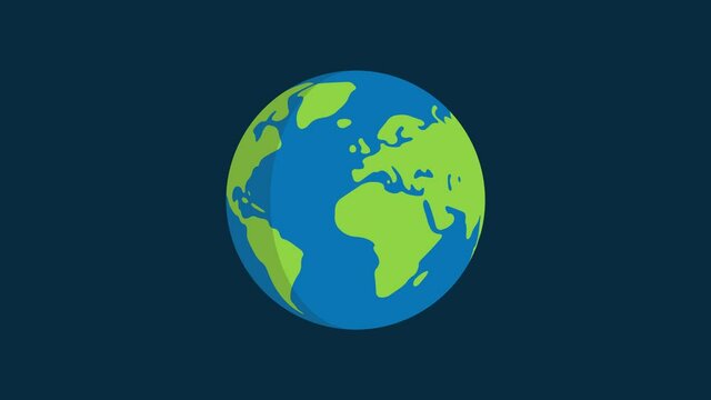 Video animation of the planet earth, rotation of the globe.