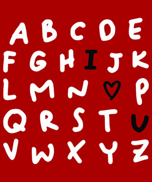 Alphabet I Love You T-Shirt, Valentine Shirt SVG, I Love You Shirt, Love Shirt, ABC Shirt, Valentine Shirt Print Template
