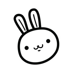 Obraz premium Cute Easter bunny. Doodle hand drawn rabbit head. Kawaii animal face. Stock vector black and white coloring illustration.