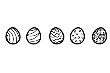 Doodle Easter eggs. Hand drawn black and white egg. Traditional pattern and ornament. Stock vector illustration on a white background.