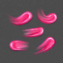 Smears of liquid lipstick, nail polish or paint set, vector illustration