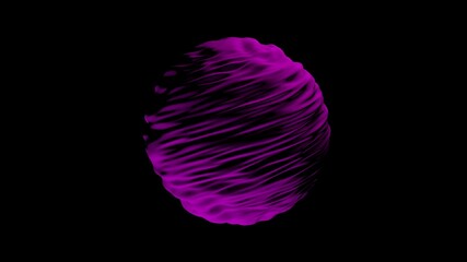 Abstract violet twisted sphere. Cyber background. 3D renderer overlay image. Ideal for banners, posters, web pages, abstract background