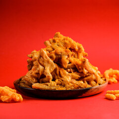 High-Quality Fast Food Images on a Red Background