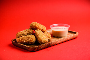 High-Quality Fast Food Images on a Red Background