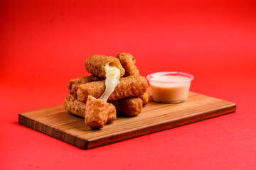 High-Quality Fast Food Images on a Red Background