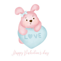  Valentine's day with cute rabbit greeting card.