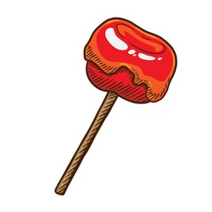 Caramel apple vector illustration on white background