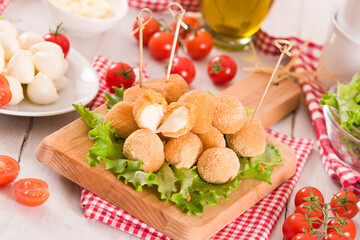 Fried Mozzarella cheese balls.