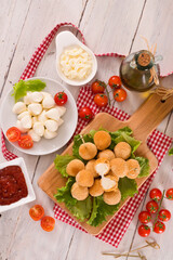 Fried Mozzarella cheese balls.