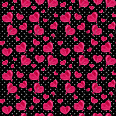 Pink heart pattern, Love seamless background, Contrast romantic print, Heart balloon, Textile ornament, Valentines day pattern, Watercolor wallpaper, Wrapping paper design
