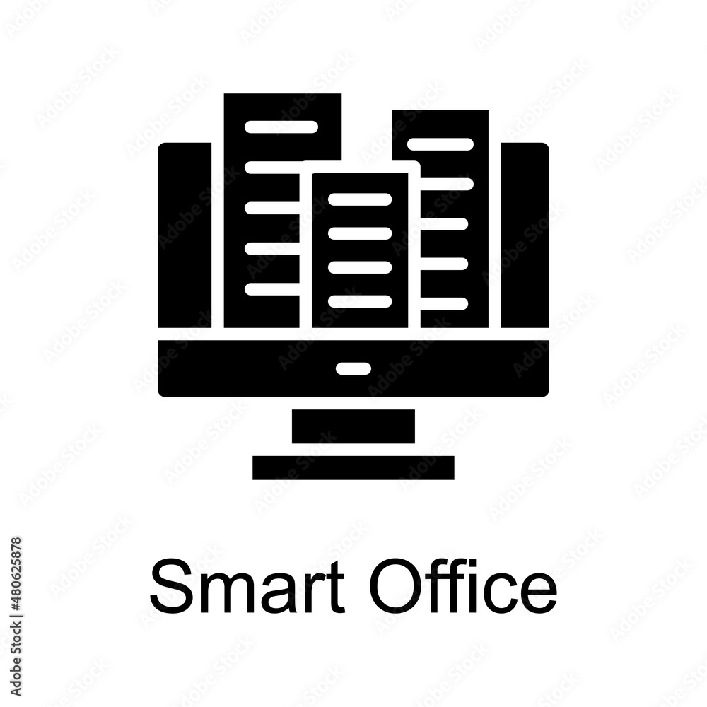 Poster smart office vector solid icon for web isolated on white background eps 10 file