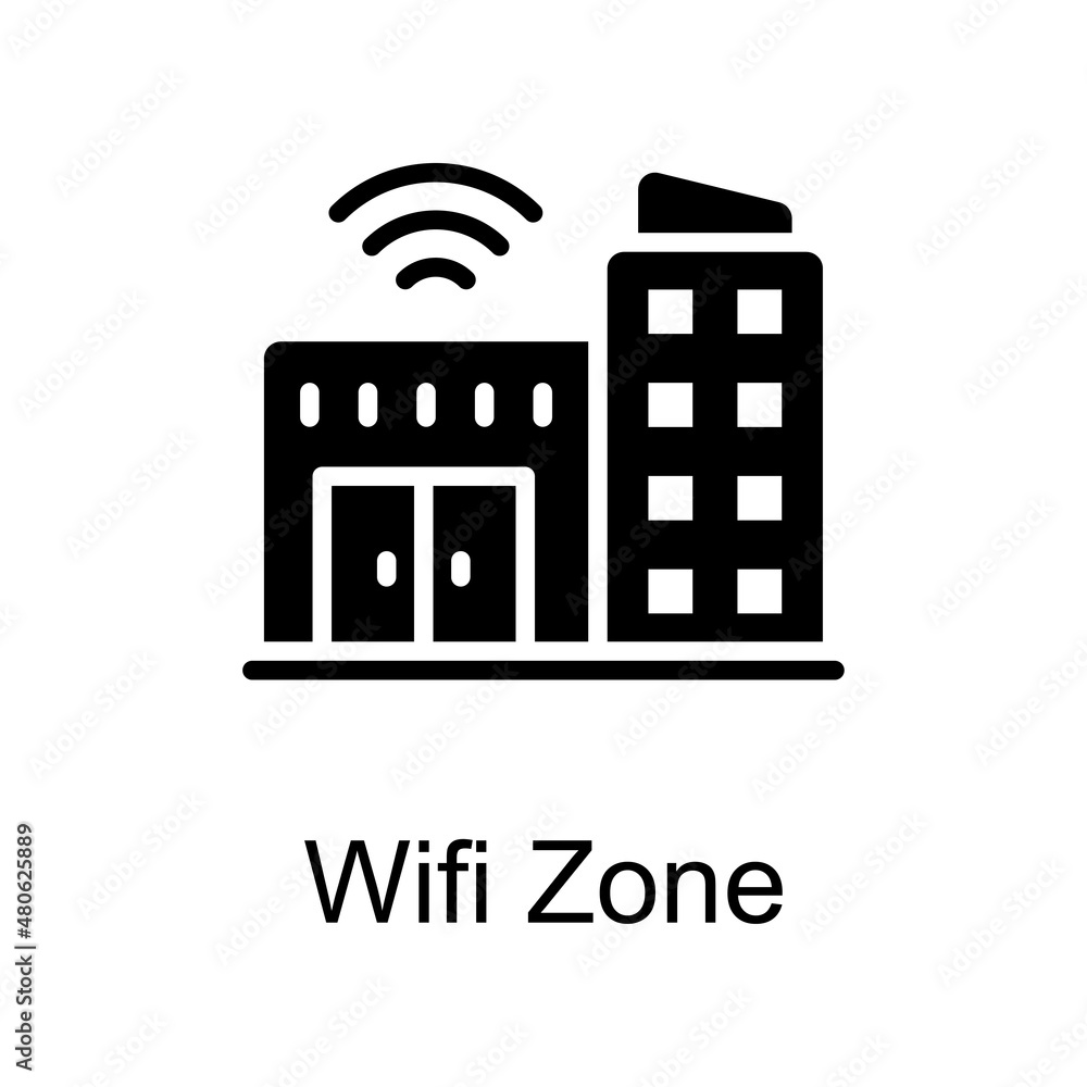 Poster wifi zone vector solid icon for web isolated on white background eps 10 file