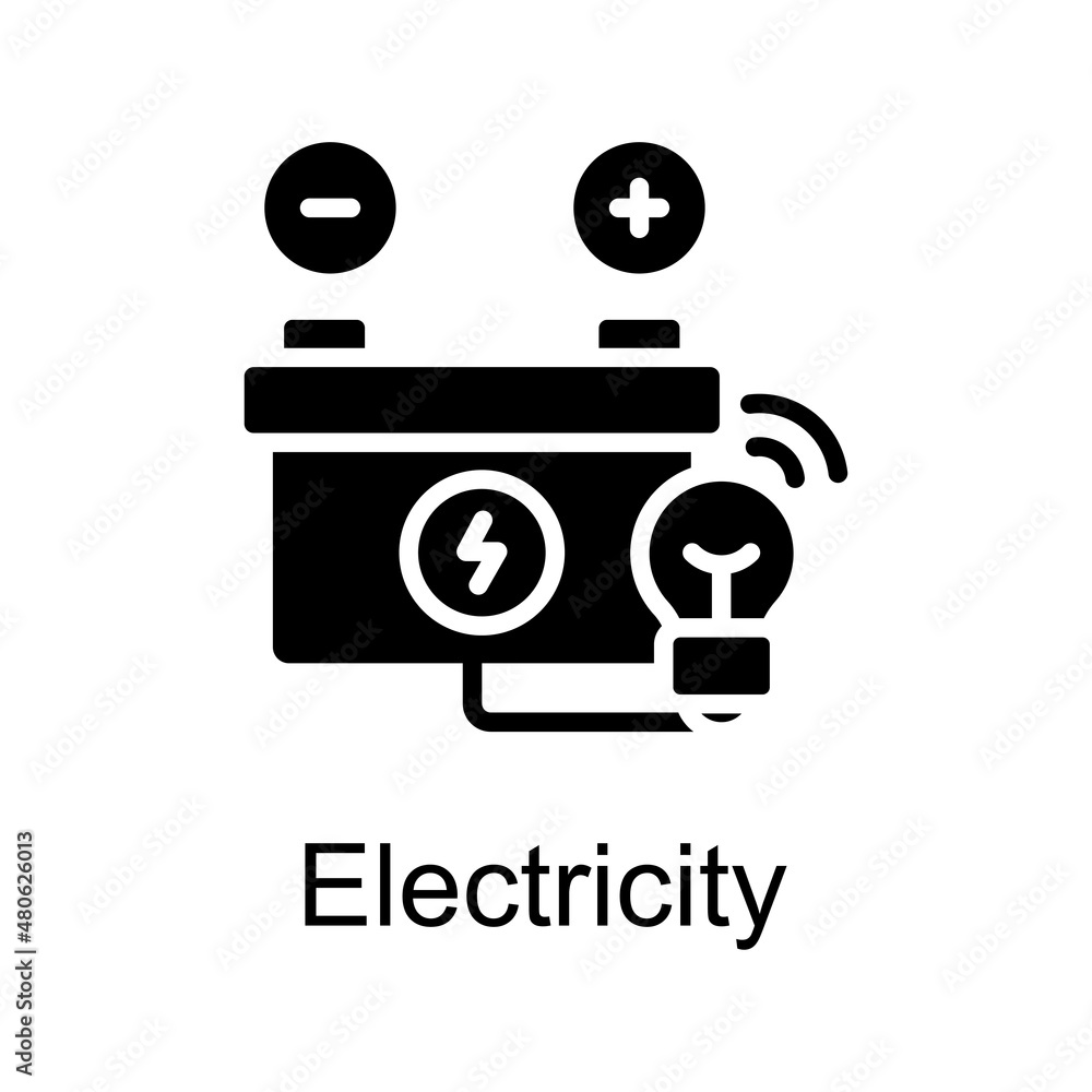 Poster electricity vector solid icon for web isolated on white background eps 10 file