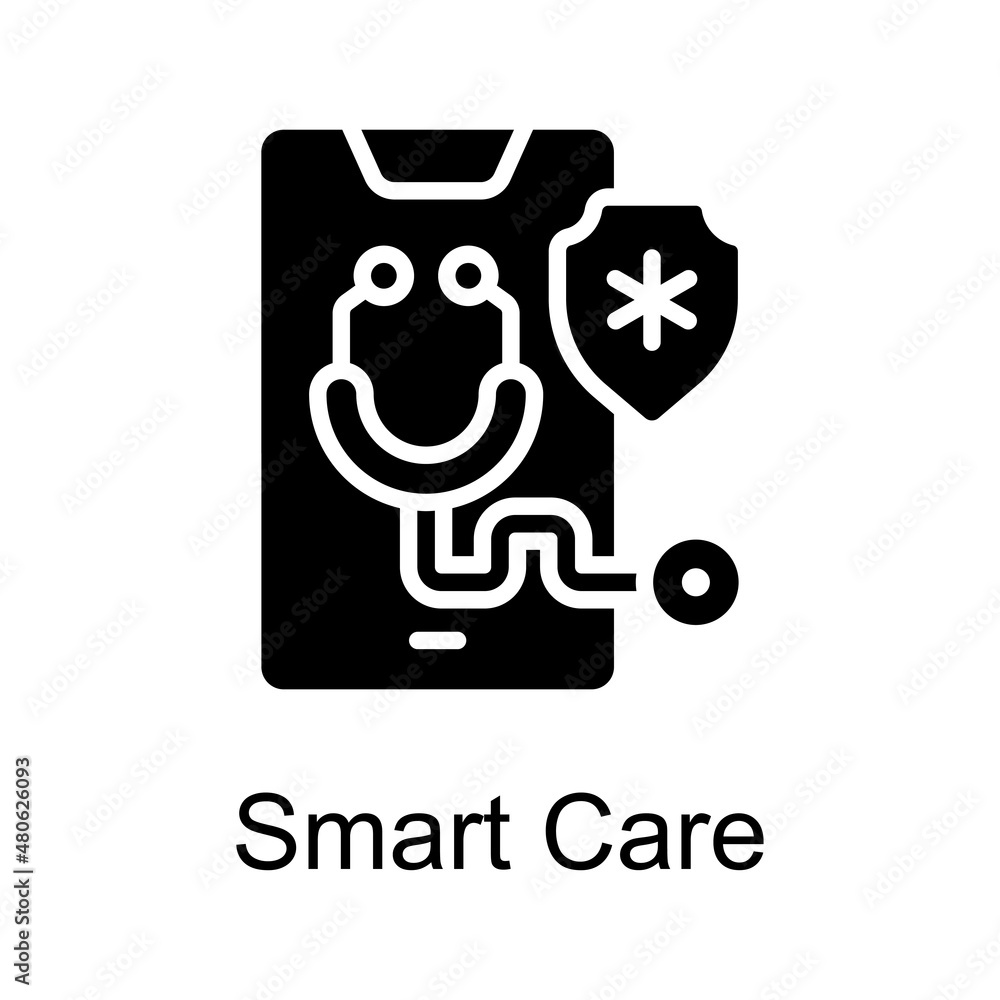 Poster smart care vector solid icon for web isolated on white background eps 10 file