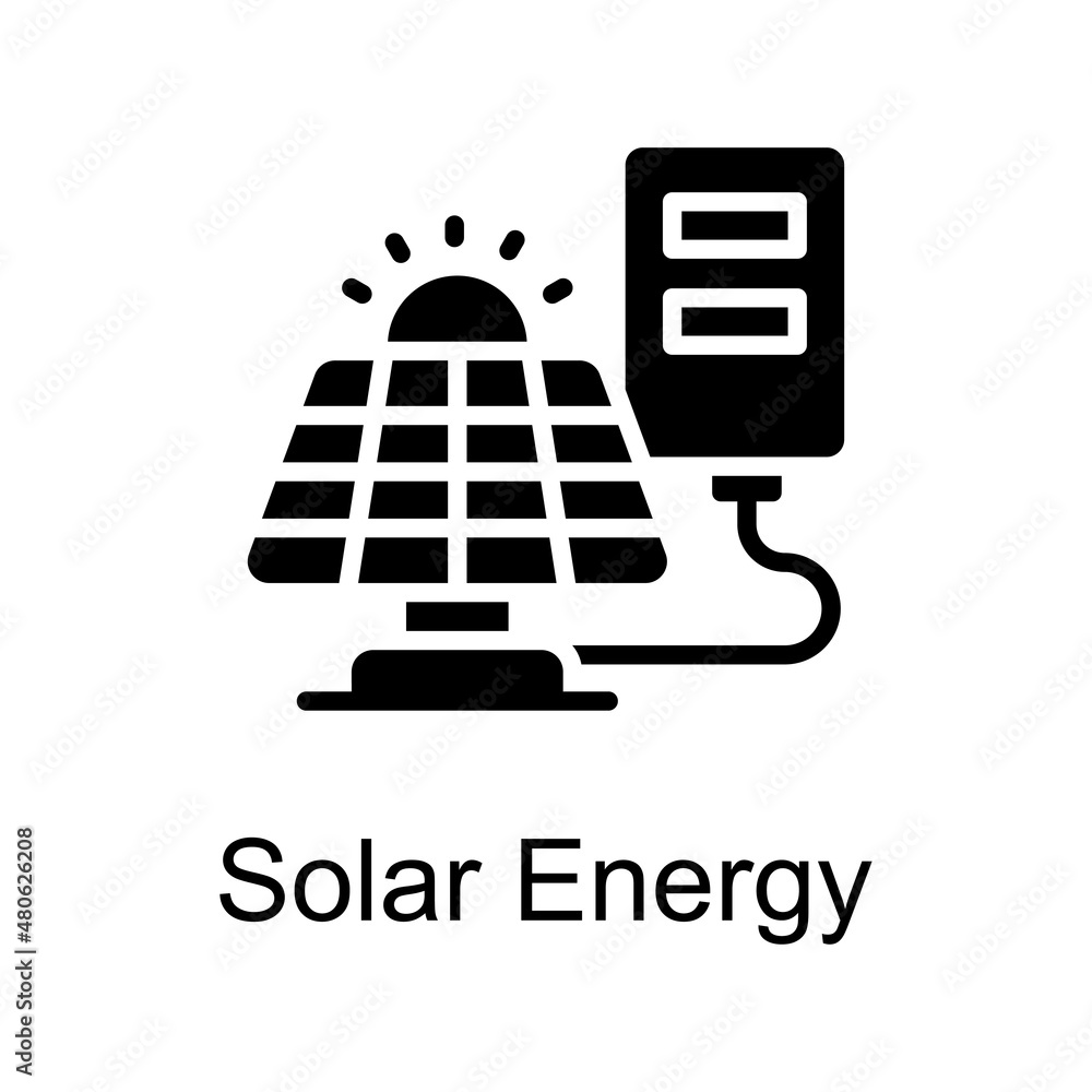 Poster solar energy vector solid icon for web isolated on white background eps 10 file