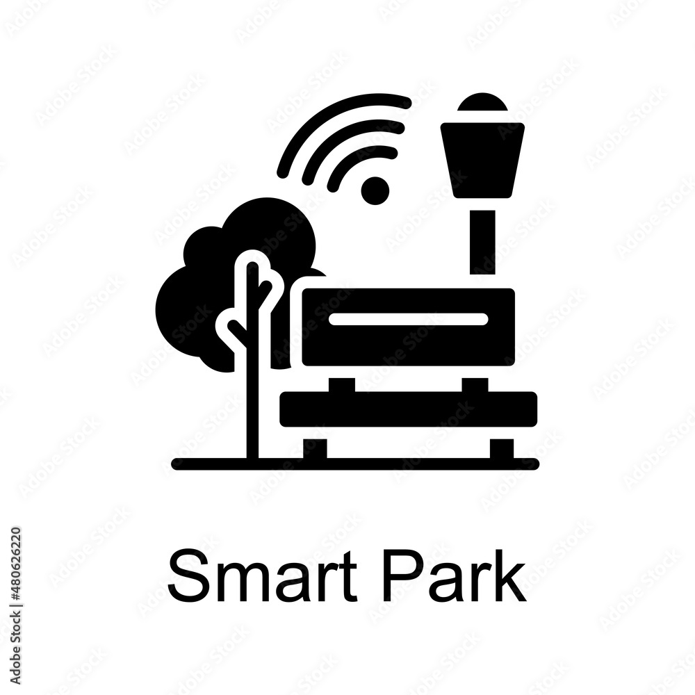 Poster smart park vector solid icon for web isolated on white background eps 10 file