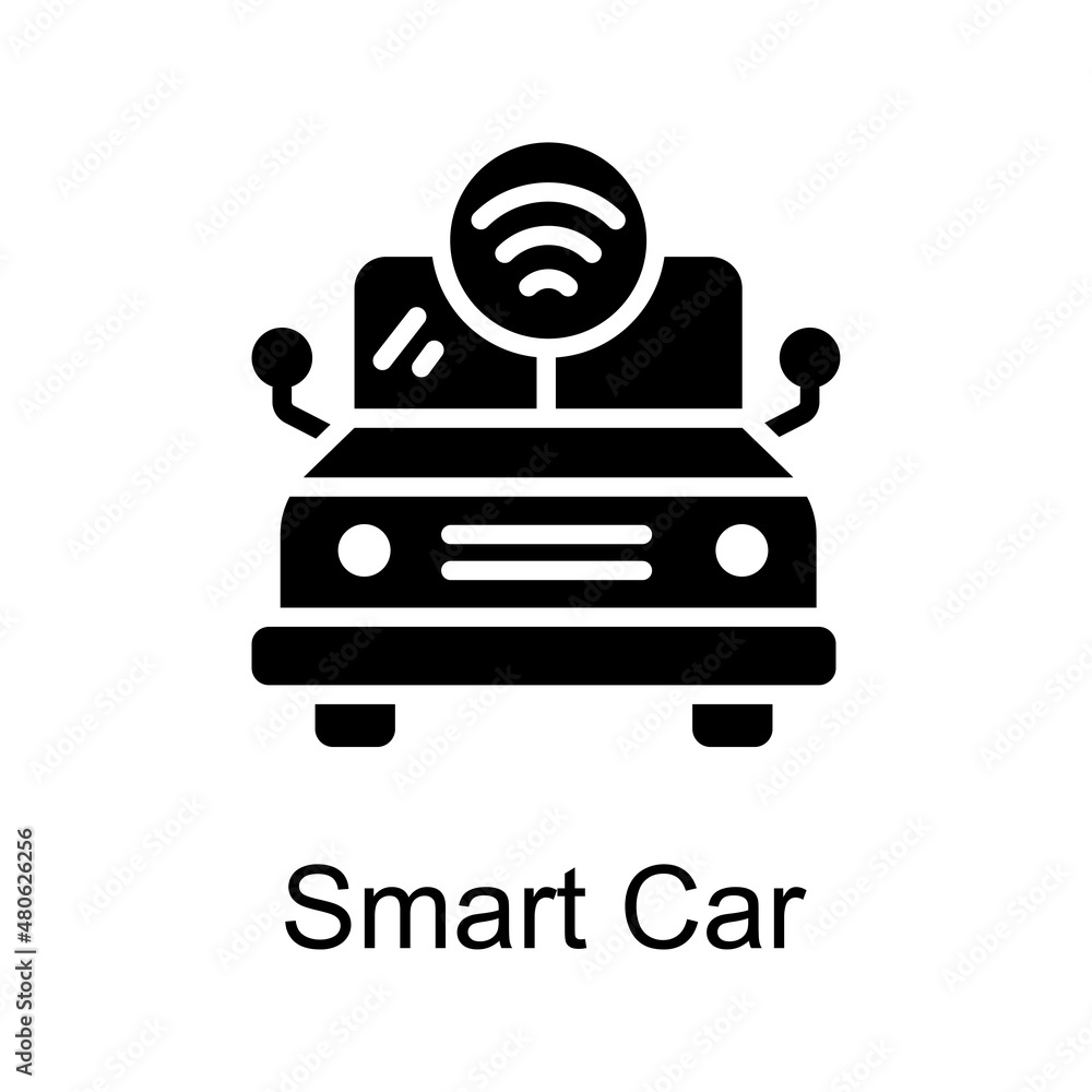 Poster smart car vector solid icon for web isolated on white background eps 10 file