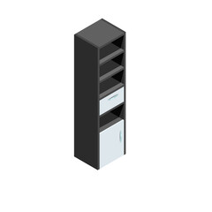 Office furniture wardrobe with empty shelves isometric vector illustration