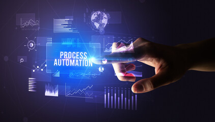 hand touching digital button, modern technology concept