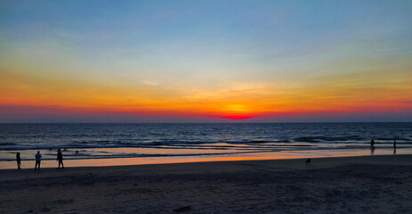 Naklejka na ściany i meble amazing sunset view of kerala beach