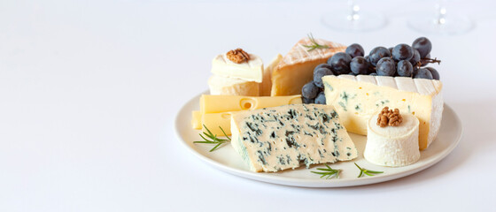 Cheese plate with different types of french cheese