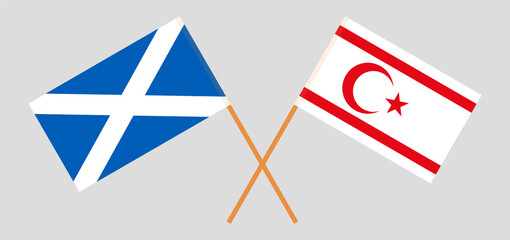 Crossed flags of Scotland and Northern Cyprus. Official colors. Correct proportion