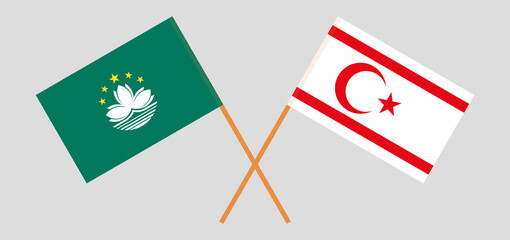Crossed flags of Macau and Northern Cyprus. Official colors. Correct proportion