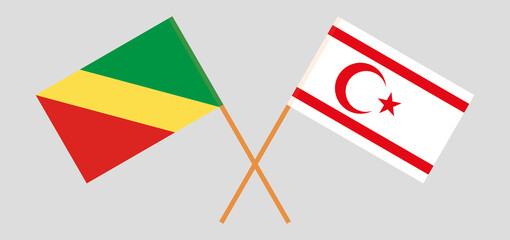 Crossed flags of Republic of the Congo and Northern Cyprus. Official colors. Correct proportion