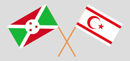 Crossed flags of Burundi and Northern Cyprus. Official colors. Correct proportion