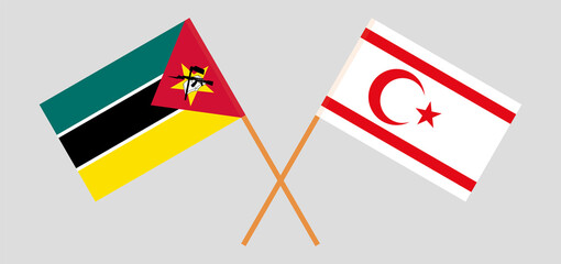 Crossed flags of Mozambique and Northern Cyprus. Official colors. Correct proportion