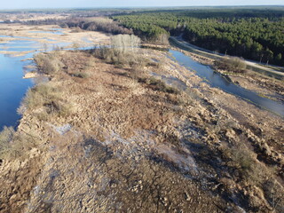 Oxbow lake of the Narew river near Pultusk on an autumn, sunny day.