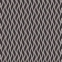 Wavy Lines Seamless Background in Black and White Color. Vector Tileable pattern.