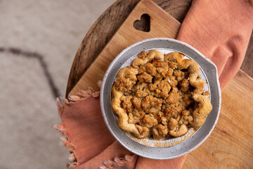 Homemade mini apple crumble pie